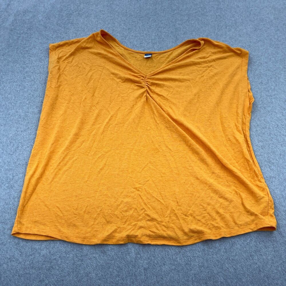 Old Navy Shirt Womens XXL Maternity Linen Blend Yellow Sleeveless V Neck